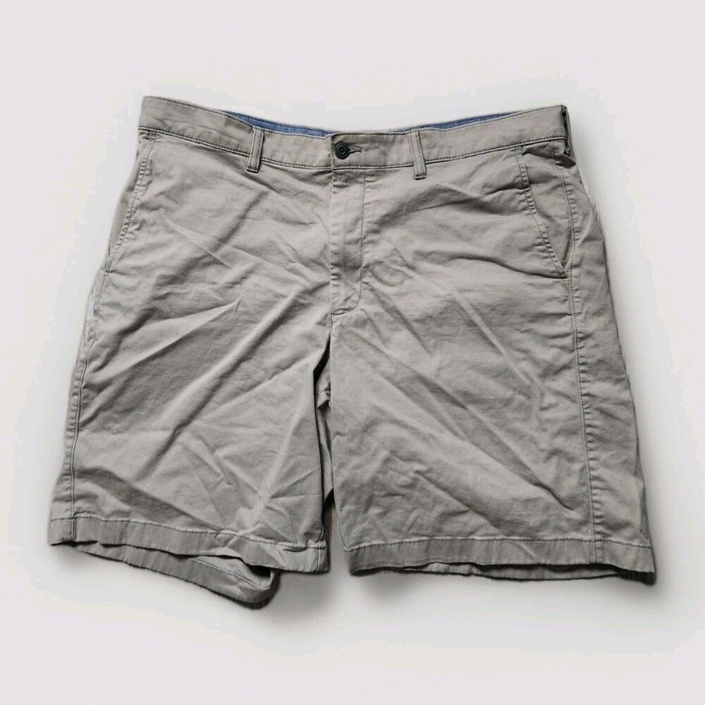 L.L. Bean Chino Shorts Khaki Tan Standard Fit Stretch Pockets Mens 40W EUC